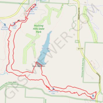 Gorge Overlook Trail and Buckeye Trail Loop via Old Man's Cave, Whispering Falls, Cedar Falls and Rose Lake trail, distance, elevation, map, profile, GPS track
