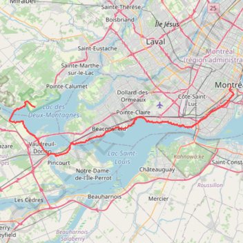 Oka - Montréal trail, distance, elevation, map, profile, GPS track