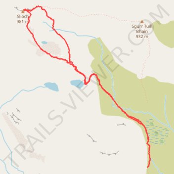 Walk up Slioch trail, distance, elevation, map, profile, GPS track