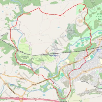 Witton Park to Houghton Bottoms loop hike trail, distance, elevation, map, profile, GPS track