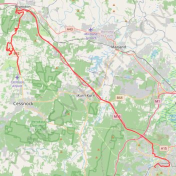 Cessnock_to_Boolaroo_via_The_Vintage__ARIA__and_Huntlee trail, distance, elevation, map, profile, GPS track