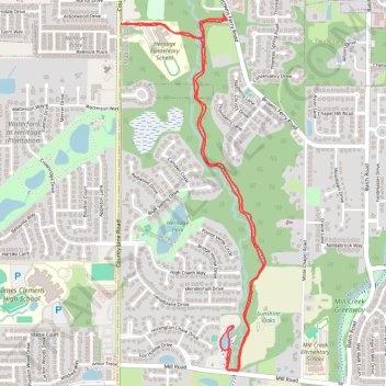 Bradford Creek Greenway trail, distance, elevation, map, profile, GPS track