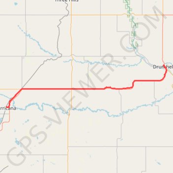 Irricana - Drumheller trail, distance, elevation, map, profile, GPS track