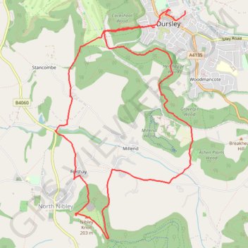 Tyndale from Dursley trail, distance, elevation, map, profile, GPS track