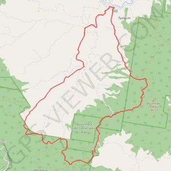 Tyalgum - Brummies Lookout - Cutters Camp trail, distance, elevation, map, profile, GPS track