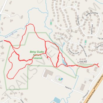 Betsy Sluder Nature Preserve Trails trail, distance, elevation, map, profile, GPS track