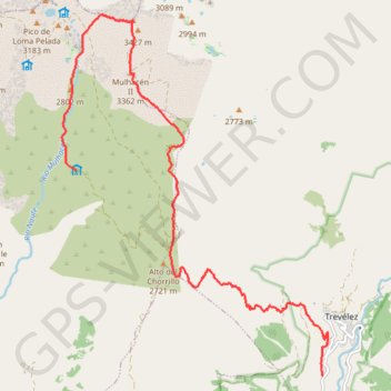 Sierra nevada - Mulhacen trail, distance, elevation, map, profile, GPS track