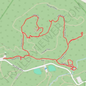 Tourne Park Yellow Trail trail, distance, elevation, map, profile, GPS track