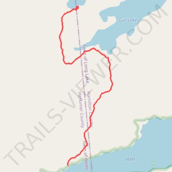 Gull Lakes Trail to Big Moose Lake Inlet trail, distance, elevation, map, profile, GPS track