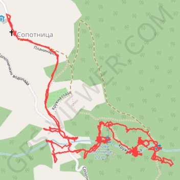Slapovi Sopotnice kružna staza -Sopotnica waterfalls circle ... trail, distance, elevation, map, profile, GPS track