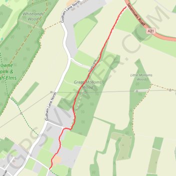 Snag Lane, Green St Green, as walked trail, distance, elevation, map, profile, GPS track