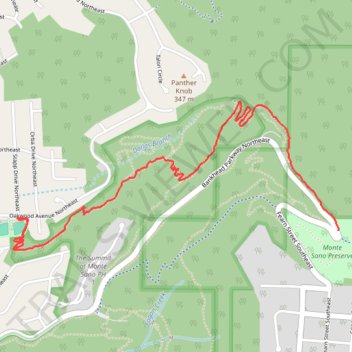 Bankhead Trail and Oak Park Trail MTB Ride in Monte Sano Nature Preserve trail, distance, elevation, map, profile, GPS track
