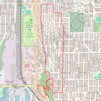 Queen Anne Greenbelt trails tracing trail, distance, elevation, map, profile, GPS track