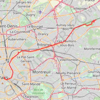 Canal de l'Ourcq trail, distance, elevation, map, profile, GPS track