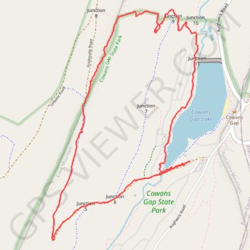 Cowans Gap Loop Trail via Cowans Gap Lake, Standing Stone Trail and Cove Mountain trail, distance, elevation, map, profile, GPS track