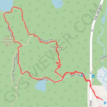 The Beehive Loop via The Bowl and Kief Pond in Acadia National Park trail, distance, elevation, map, profile, GPS track