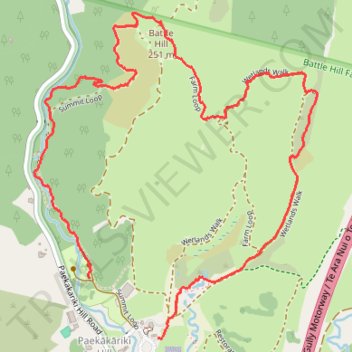 Battle Hill long loop walk trail, distance, elevation, map, profile, GPS track
