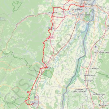 La route des vins d'Alsace trail, distance, elevation, map, profile, GPS track