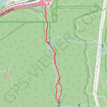 Wahclella Falls Trail in Columbia River Gorge National Scenic Area trail, distance, elevation, map, profile, GPS track