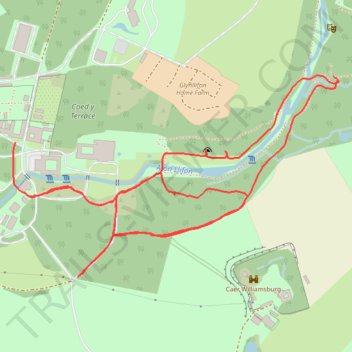 Glynllifon Park path network trail, distance, elevation, map, profile, GPS track