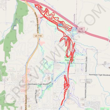 Slaughter Pen MTB Loops trail, distance, elevation, map, profile, GPS track