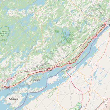 Kingstone - Brockville trail, distance, elevation, map, profile, GPS track