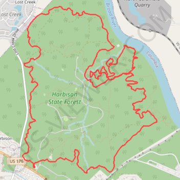 Harbison State Forest Loop Ride trail, distance, elevation, map, profile, GPS track