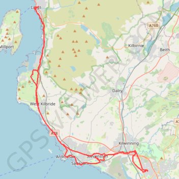 Irvine, Scotland to Largs and back trail, distance, elevation, map, profile, GPS track