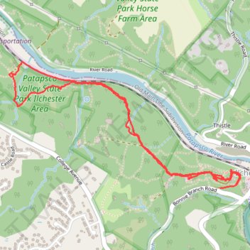 St. Marys's College Ruins and Patapsco Valley State Park Illchester Area hike trail, distance, elevation, map, profile, GPS track