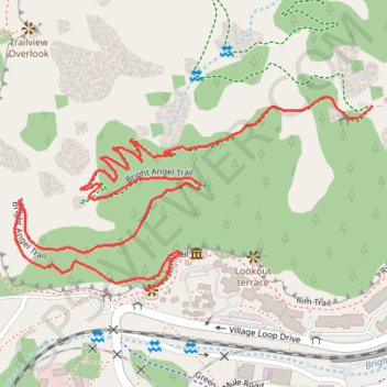 1.5 Mile Resthouse (Grand Canyon) trail, distance, elevation, map, profile, GPS track