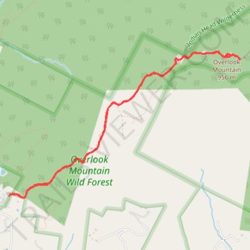 Overlook Mountain via Overlook Spur Trail in Overlook Mountain Wild Forest trail, distance, elevation, map, profile, GPS track
