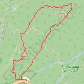 Storm King Mountain via Butter Hill Trail, Stillman Trail and Bypass Trail in Storm King State Park trail, distance, elevation, map, profile, GPS track