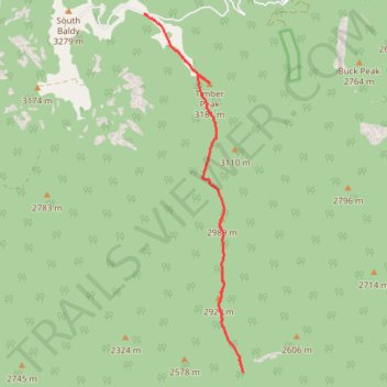 Timber Peak Trail trail, distance, elevation, map, profile, GPS track