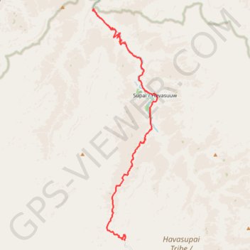 Havasu Creek Falls (Fiftyfoot Falls, Navajo Falls, Havasu Falls, Mooney Falls and Beaver Falls) trail, distance, elevation, map, profile, GPS track