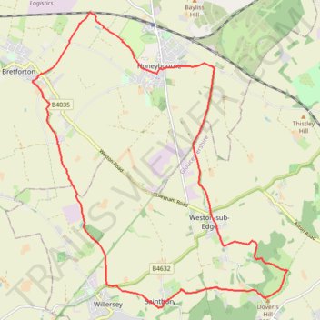 Dover's Hill - Bretforton - Honeybourne - Dover's Hill trail, distance, elevation, map, profile, GPS track