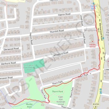 Mutley Park, Thorn Park trail, distance, elevation, map, profile, GPS track