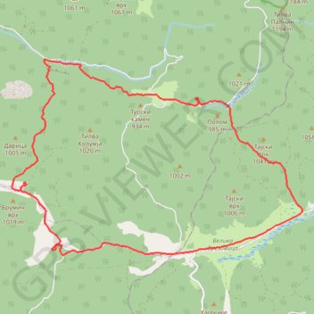 Kučaj: Velika Brezovica, Valkaluci, Nekudovo, vodopad Prskal... trail, distance, elevation, map, profile, GPS track