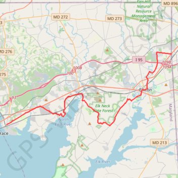 East Coast Greenway from Perryville to Newark trail, distance, elevation, map, profile, GPS track