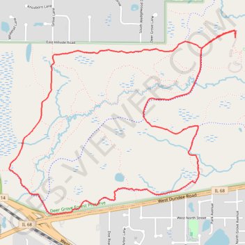 Deer Grove Forest Preserve loop trail, distance, elevation, map, profile, GPS track