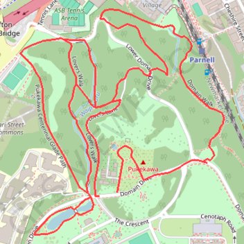 Auckland Domain trail, distance, elevation, map, profile, GPS track