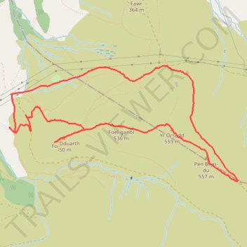 Foel Ganol Ridge Loop Hike trail, distance, elevation, map, profile, GPS track