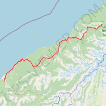 Haast - Fox Glacier trail, distance, elevation, map, profile, GPS track
