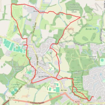 Walk - Haywards Heath, Borde Hill, Brook Street, Cuckfield trail, distance, elevation, map, profile, GPS track