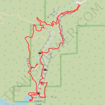 Moses Spring, Rim and High Peaks Trails Loop in Pinnacles National Park trail, distance, elevation, map, profile, GPS track