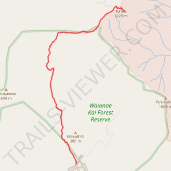 Mount Ka’ala Summit Trail path from parking lot to summit. trail, distance, elevation, map, profile, GPS track
