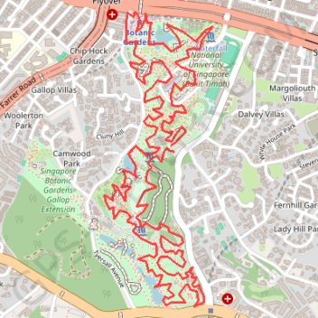Singapore Botanical Gardens trail, distance, elevation, map, profile, GPS track