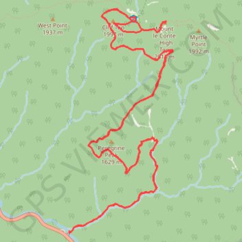 Mount LeConte and Cliff Top via Alum Cave Trail in Great Smoky Mountains National Park trail, distance, elevation, map, profile, GPS track