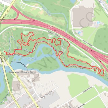 Battle Park Loop trail, distance, elevation, map, profile, GPS track
