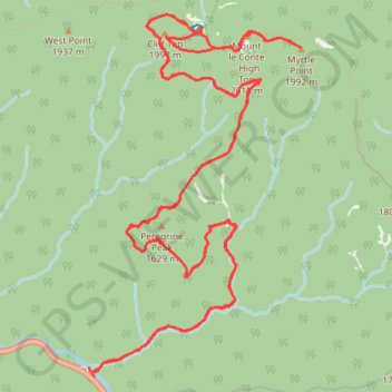 Mount LeConte, Myrtle Point and Cliff Top via Alum Cave Trail trail, distance, elevation, map, profile, GPS track