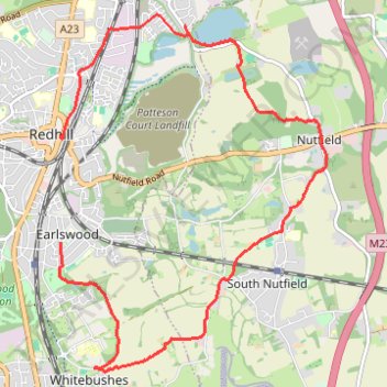Walk Earlswood to Nutfield March, via South Nutfield trail, distance, elevation, map, profile, GPS track